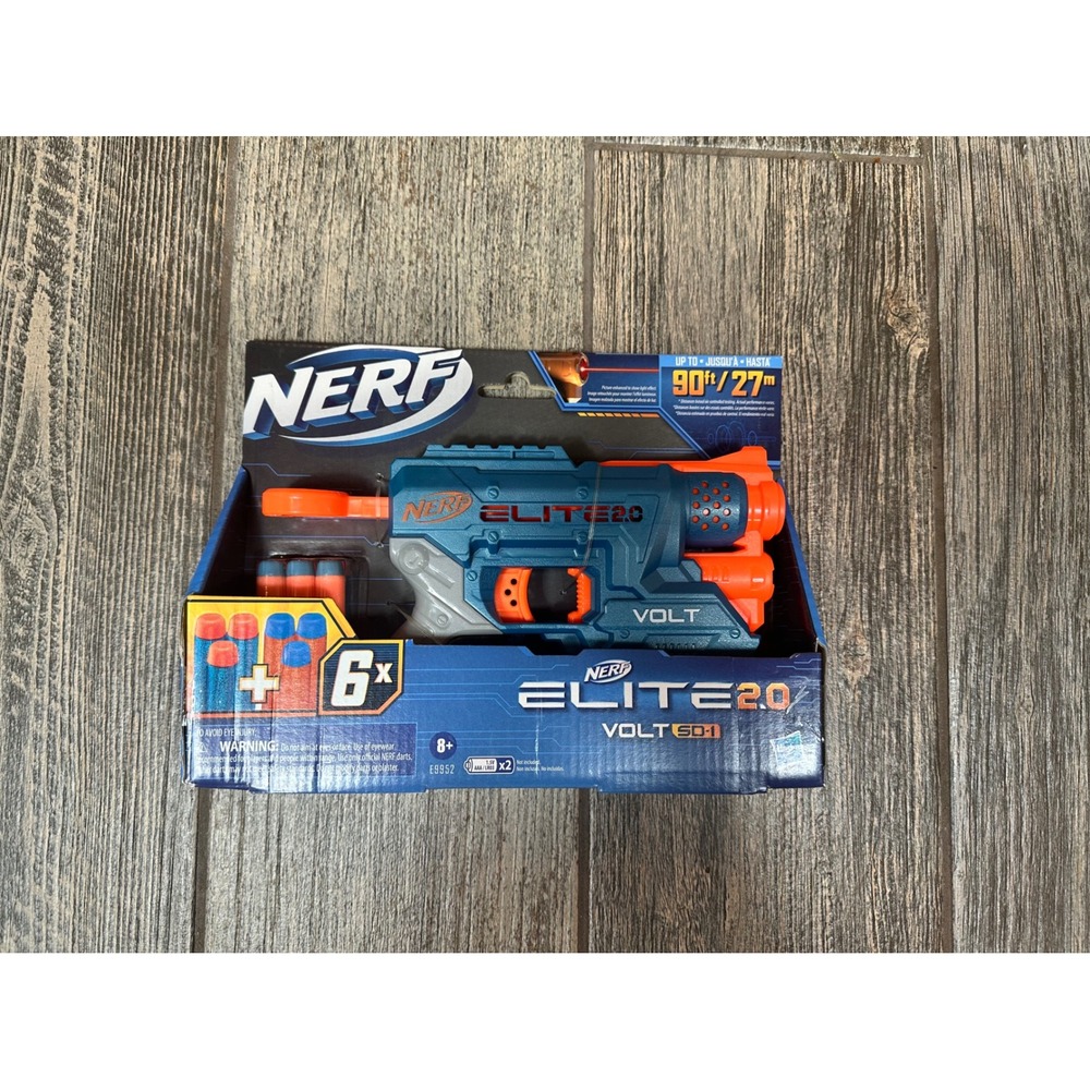 Nerf Elite 2.0 Volt SD-1‎ Blaster 6 Darts Ages 8+ Toy Gun Blue Orange New